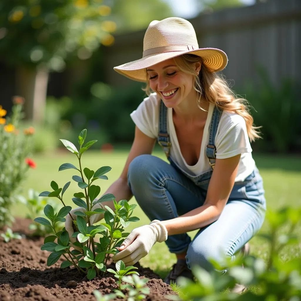 Frau beim Entspannen im Garten